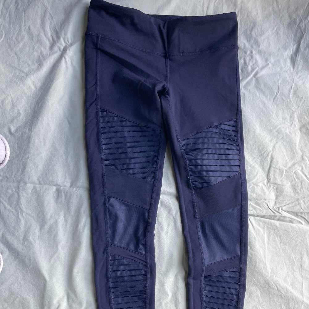 High-Waist Moto Sport Leggings with Mesh Panels